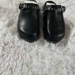 Rag & Bone Logan Platform Mule in Black Leather - size 39